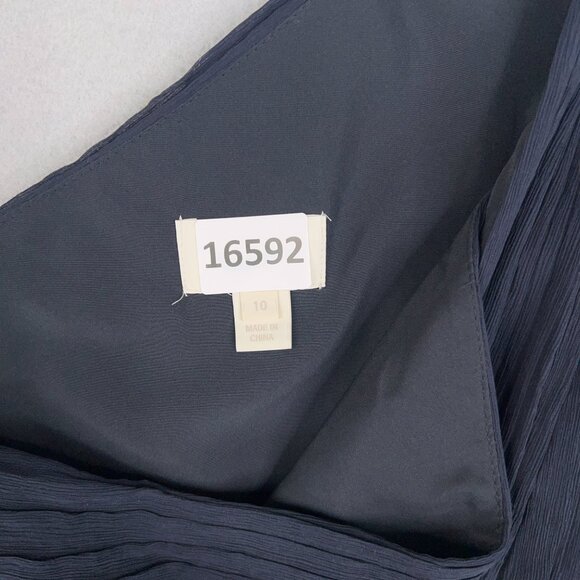 J Crew Dress Womens 10 Navy Blue Silk Chiffon Cara One Shoulder Draped Event - Picture 14 of 14
